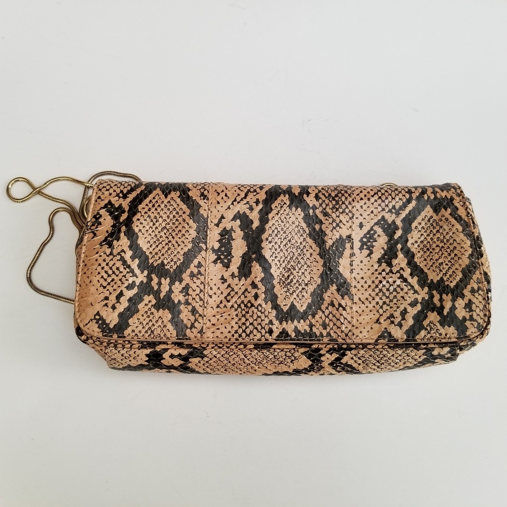 Bloomingdale's Snakeskin Print Leather Clutch Bag